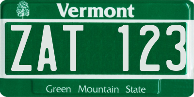 VT license plate ZAT123