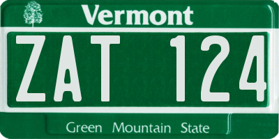 VT license plate ZAT124