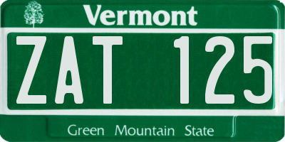 VT license plate ZAT125