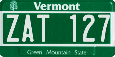 VT license plate ZAT127