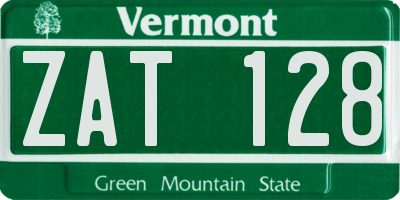 VT license plate ZAT128