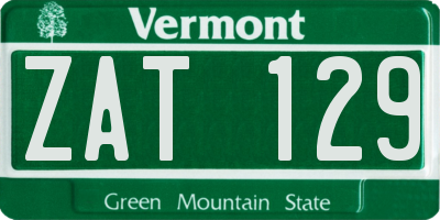 VT license plate ZAT129