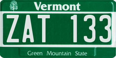 VT license plate ZAT133