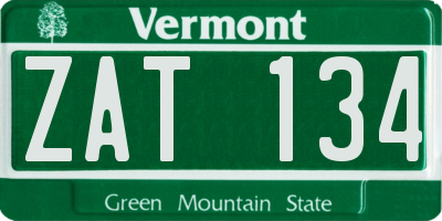 VT license plate ZAT134