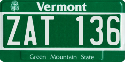 VT license plate ZAT136