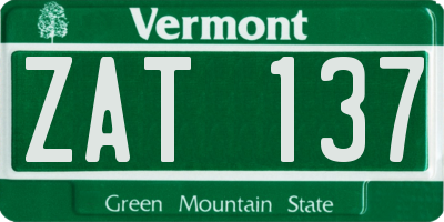 VT license plate ZAT137