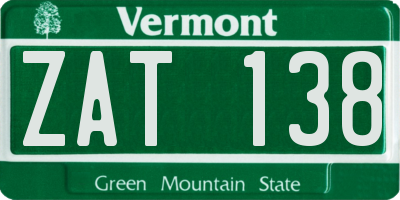 VT license plate ZAT138