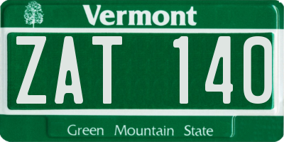 VT license plate ZAT140