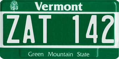 VT license plate ZAT142