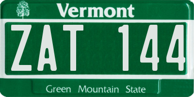 VT license plate ZAT144