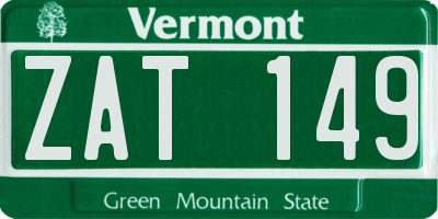 VT license plate ZAT149