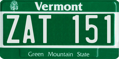 VT license plate ZAT151