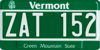VT license plate ZAT152