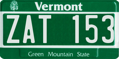 VT license plate ZAT153