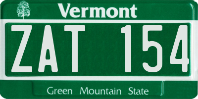 VT license plate ZAT154