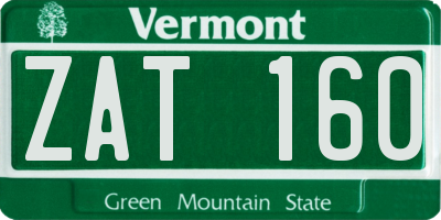 VT license plate ZAT160