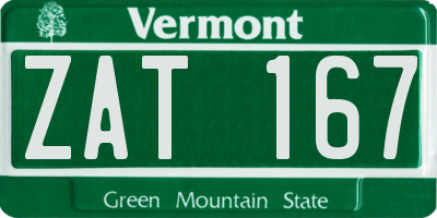 VT license plate ZAT167