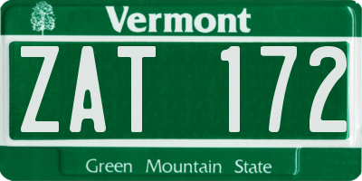 VT license plate ZAT172