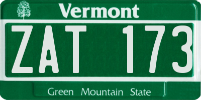 VT license plate ZAT173