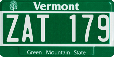 VT license plate ZAT179