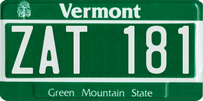 VT license plate ZAT181