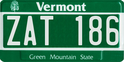 VT license plate ZAT186