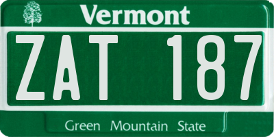 VT license plate ZAT187