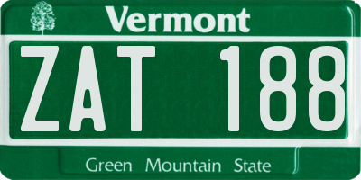 VT license plate ZAT188