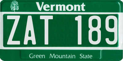 VT license plate ZAT189