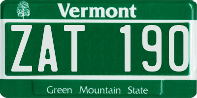 VT license plate ZAT190