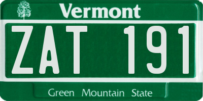 VT license plate ZAT191