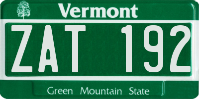 VT license plate ZAT192
