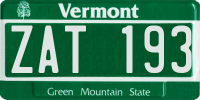 VT license plate ZAT193