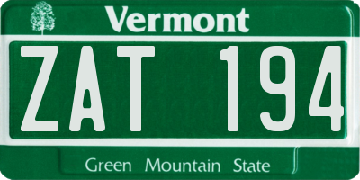 VT license plate ZAT194