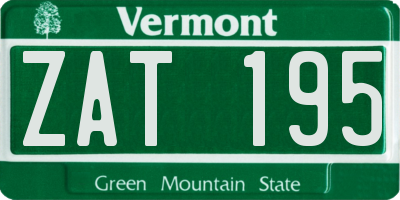 VT license plate ZAT195
