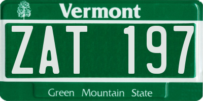 VT license plate ZAT197