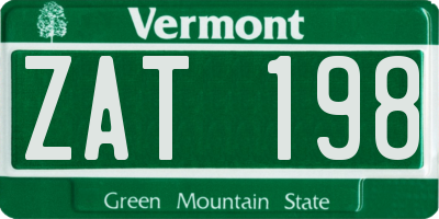 VT license plate ZAT198