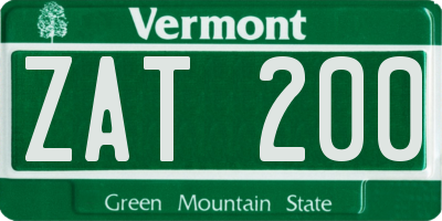 VT license plate ZAT200