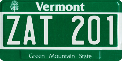 VT license plate ZAT201