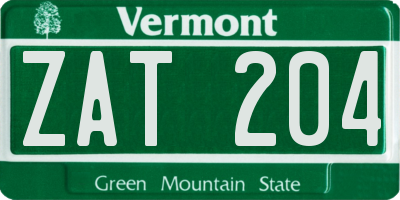 VT license plate ZAT204