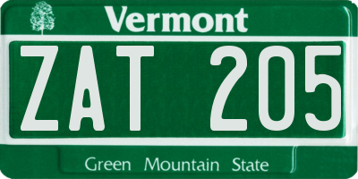 VT license plate ZAT205