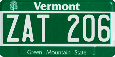 VT license plate ZAT206
