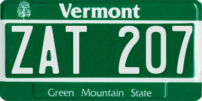 VT license plate ZAT207