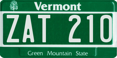 VT license plate ZAT210