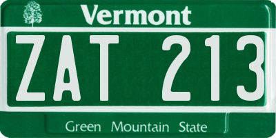 VT license plate ZAT213