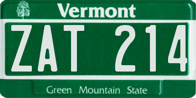 VT license plate ZAT214