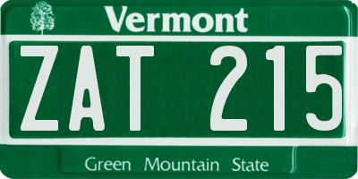 VT license plate ZAT215