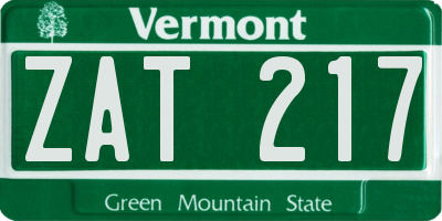 VT license plate ZAT217