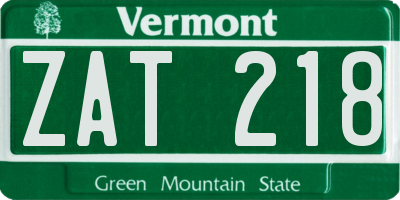 VT license plate ZAT218