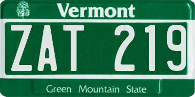 VT license plate ZAT219